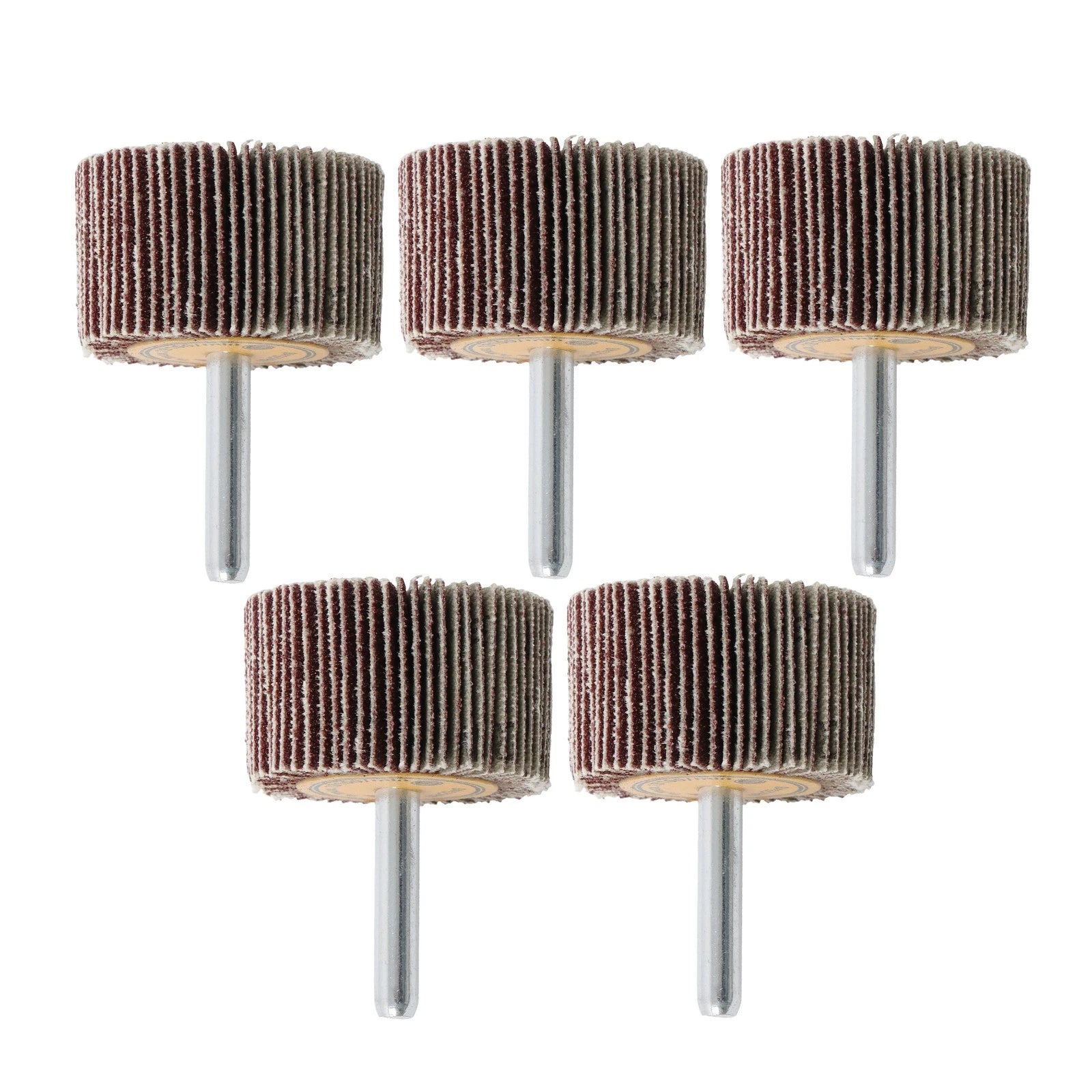 Set of 5 Aluminum Oxide Flap Wheels for Various Applications (1-1/2" x 1" x 1/4")