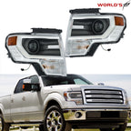 Set of 2 HID Projector Headlights for Ford F150 (2013–2014) Chrome
