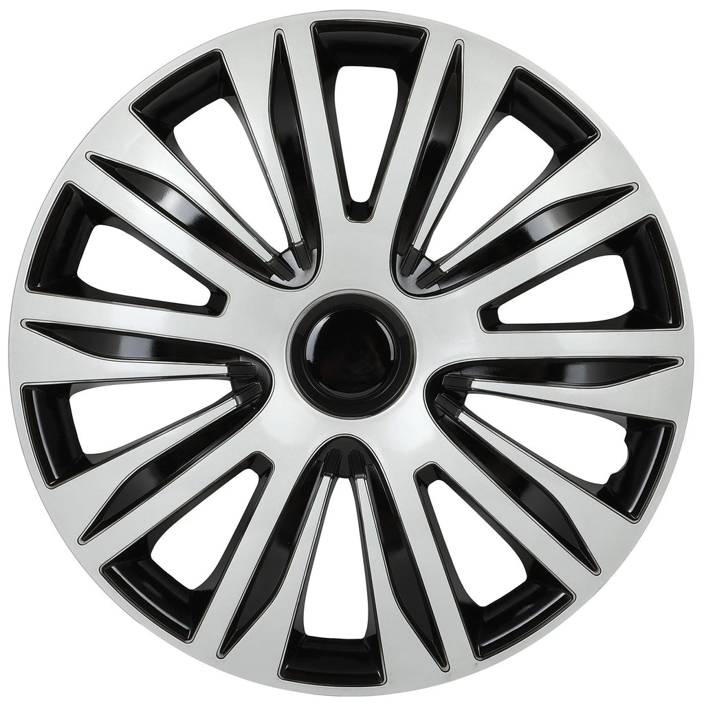 Set of 4 Wheel Hub Caps for All Models 16" Black & Silver Trim