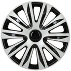 Set of 4 Wheel Hub Caps for All Models 16" Black & Silver Trim