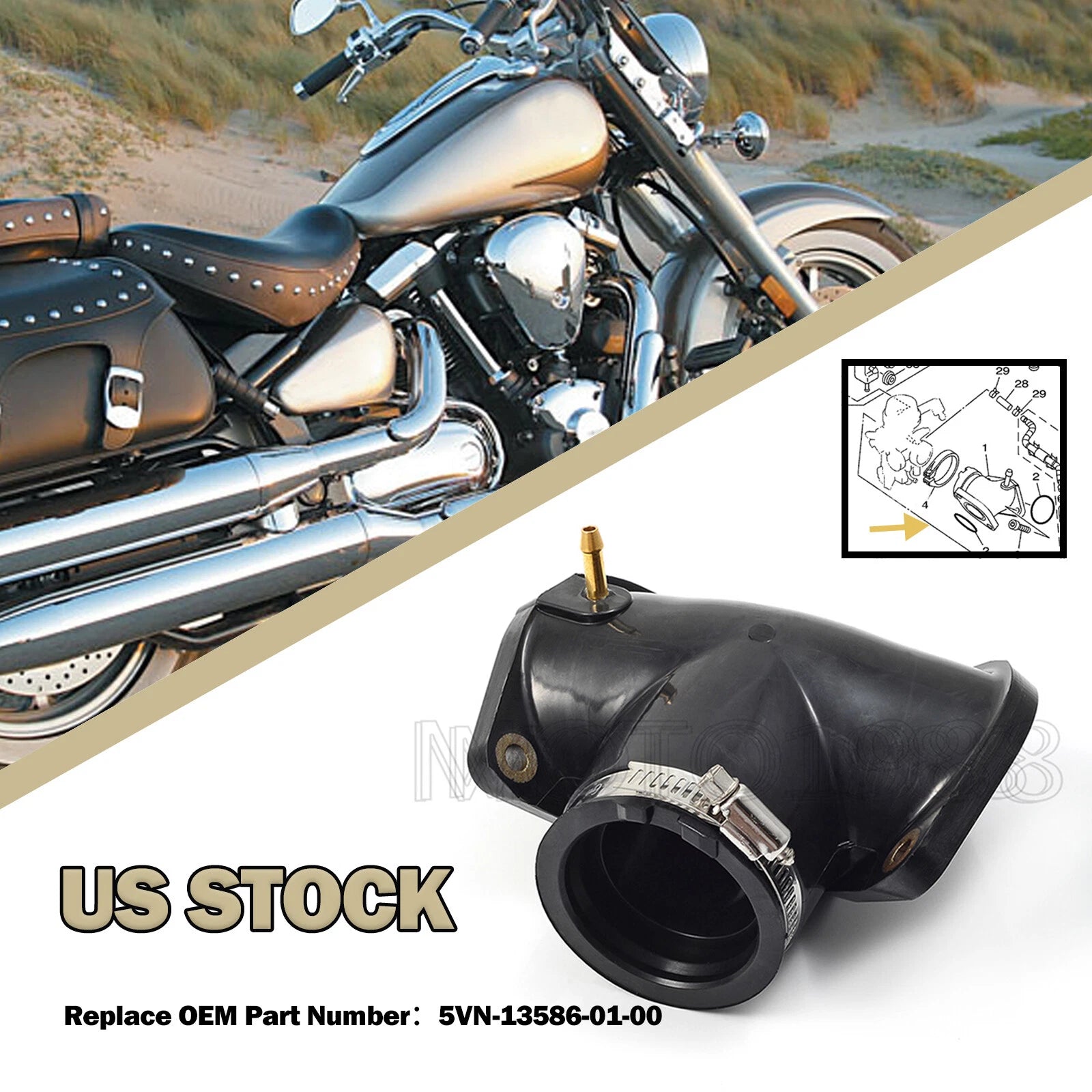 Carburetor Intake Manifold Boot for Yamaha Road Star 1700 (2004-2007)