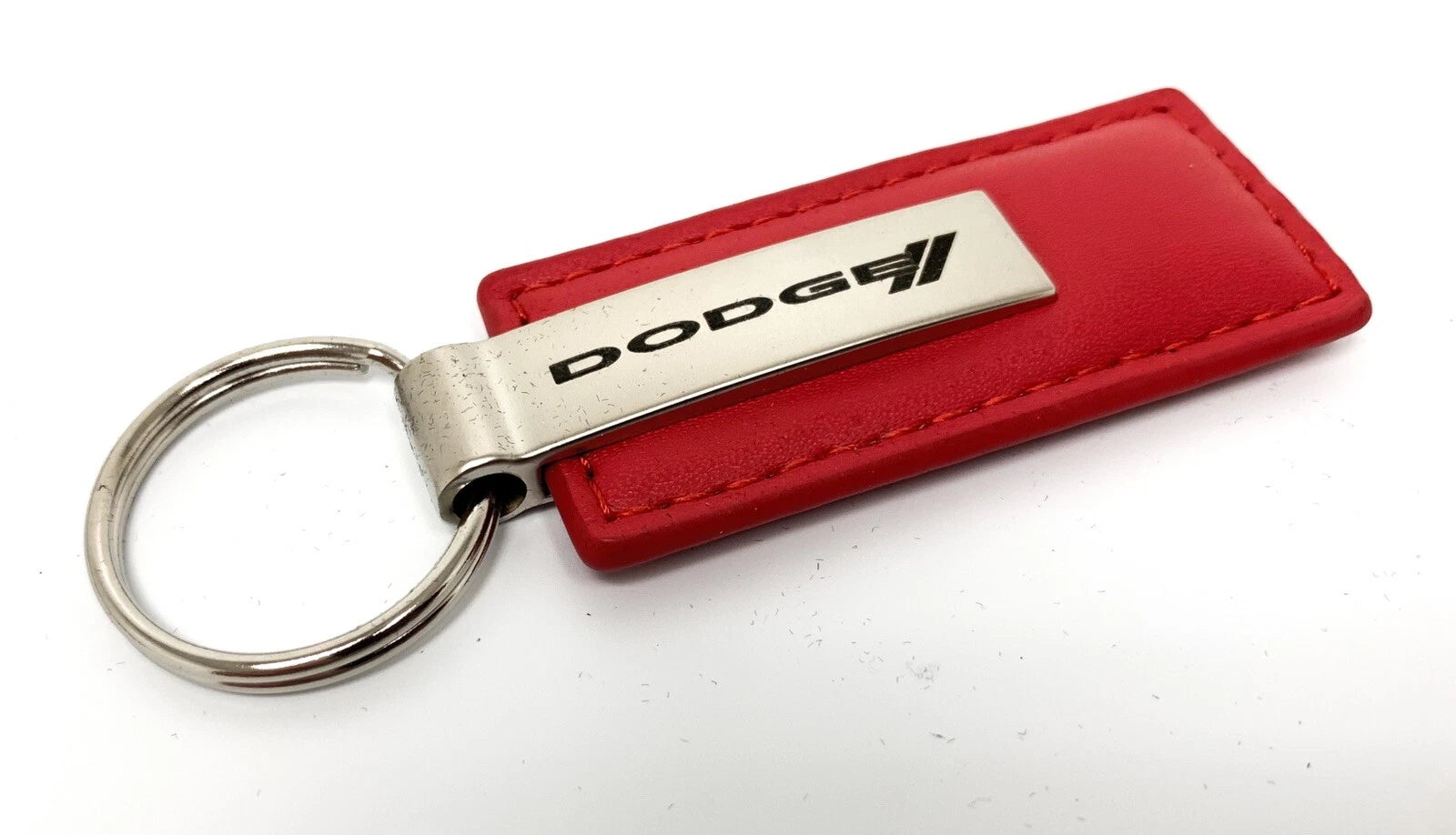 Leather Key Chain Red Rectangle Licensed for Dodge Vehicles (2000–2024)