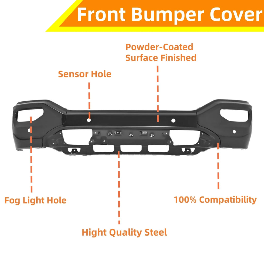 Front Bumper Cover for GMC Sierra 1500 (2016–2019) Black with Sensor Hole