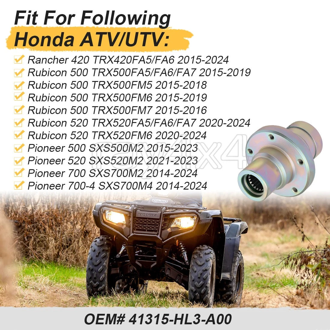 Rear Driveshaft Differential Coupler for Honda Rancher 420 Pioneer 700 (2014–2024)