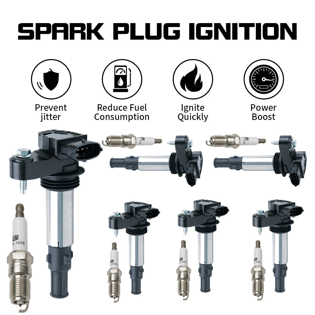 Set of 6 Ignition Coils & Spark Plugs for Chevrolet Buick Cadillac Saturn GMC Saab UF375