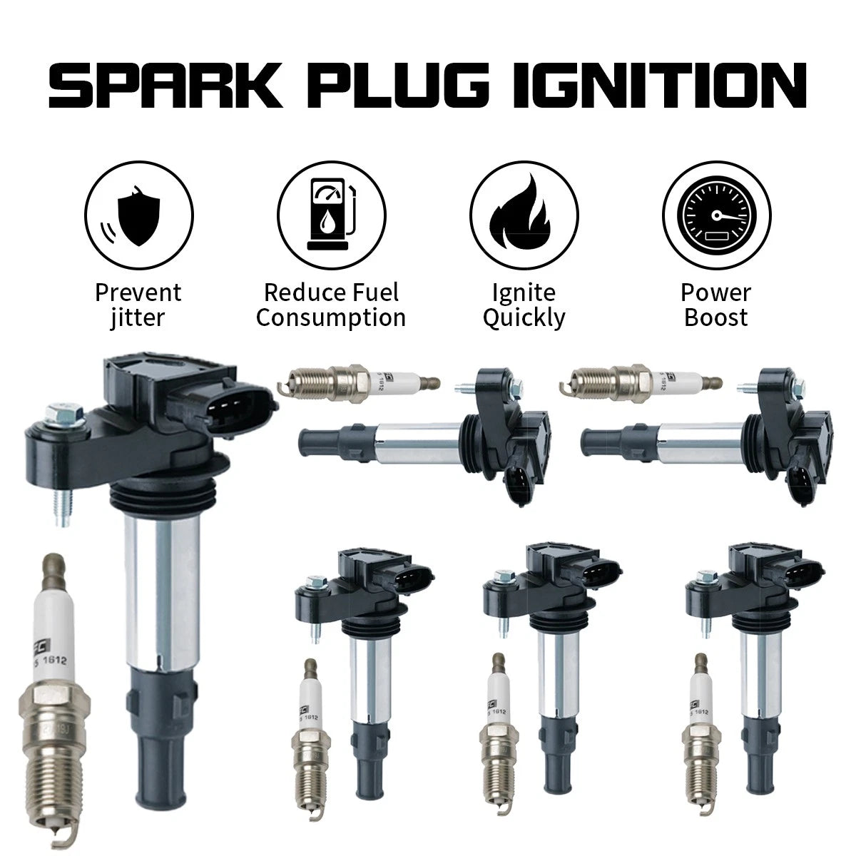 Set of 6 Ignition Coils & Spark Plugs for Chevrolet Buick Cadillac Saturn GMC Saab UF375