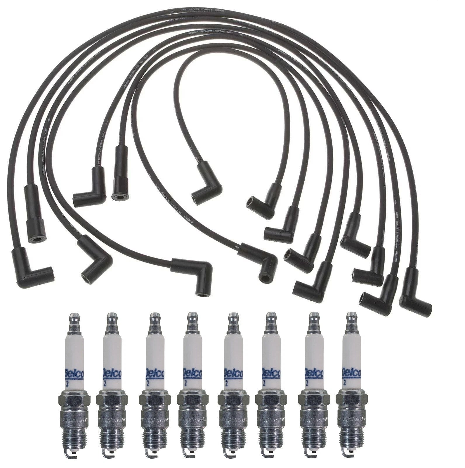 Professional Ignition Wire Set & 8 ACDelco Spark Plugs for Chevy C20 (1973–1987)