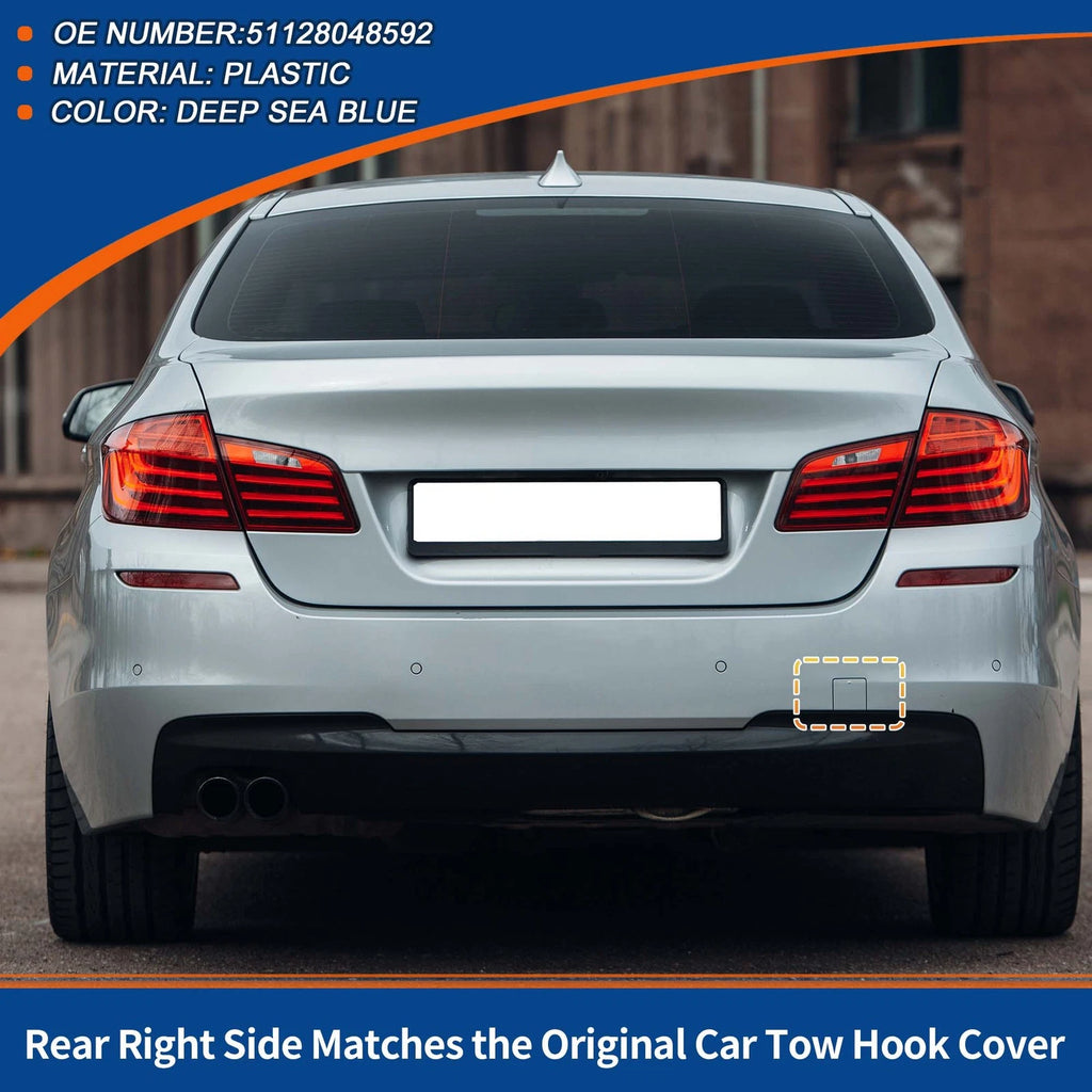 Rear Car Bumper Tow Hook Cover for BMW 5 Series F10 (2011–2017) No. 51128048592 Deep Sea Blue
