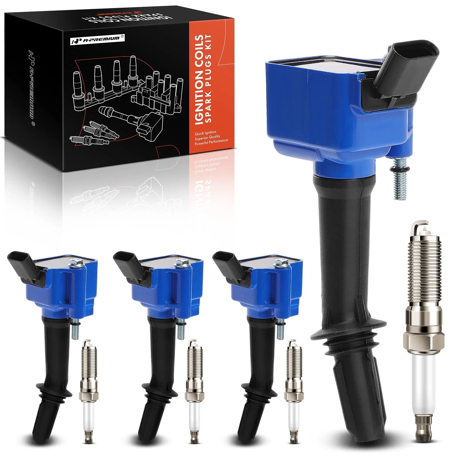 Set of 4 Ignition Coils & 4 Iridium Spark Plugs for Chevrolet Equinox Malibu (2010–2019)
