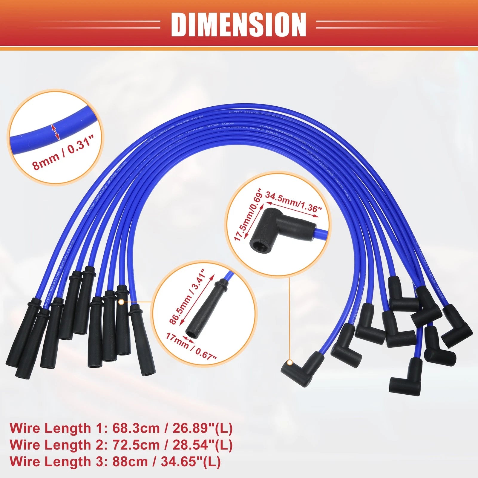 9 Pcs Spark Plug Wire Ignition Coil Cable for Chevrolet SBC BBC 