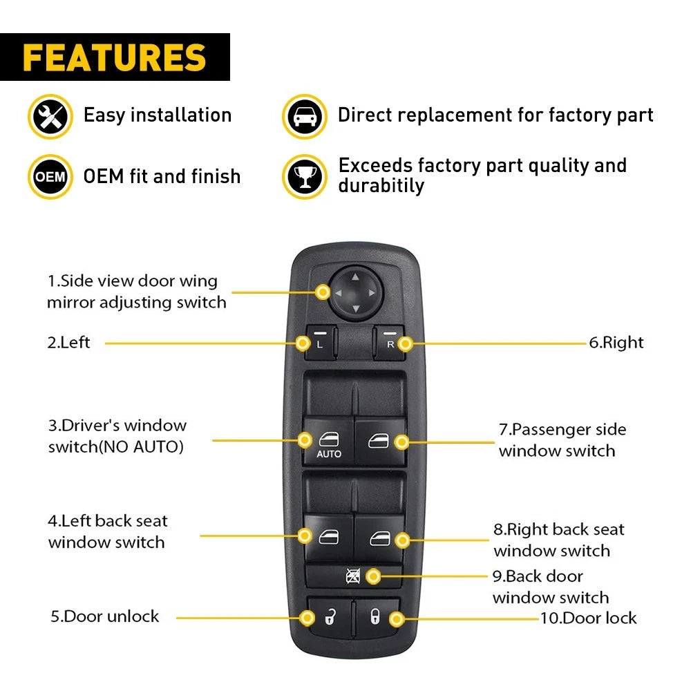 Master Power Window Switch for Jeep Liberty 2008–2012, Nitro, Journey