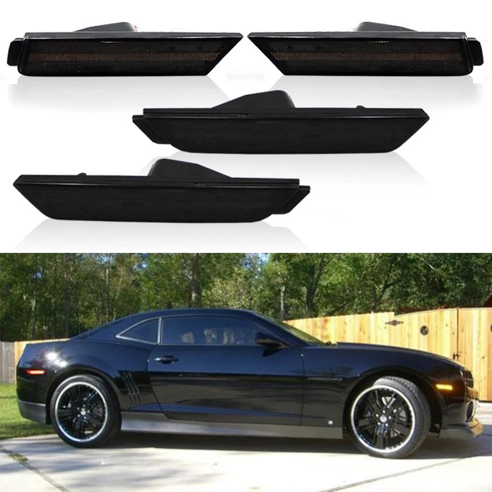 Smoked Lens Side Marker Light Bumper Housing for Chevy Camaro (2010–2015)