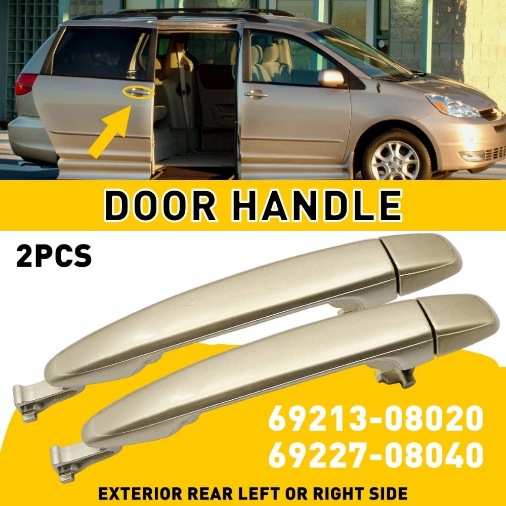 2X Gold Exterior Sliding Door Handle for Toyota Sienna (2004–2010)
