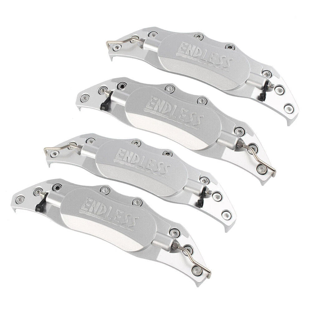 Set of 4 Front Brake Caliper Covers for Universal Fit (10.5") Silver Metal 3D