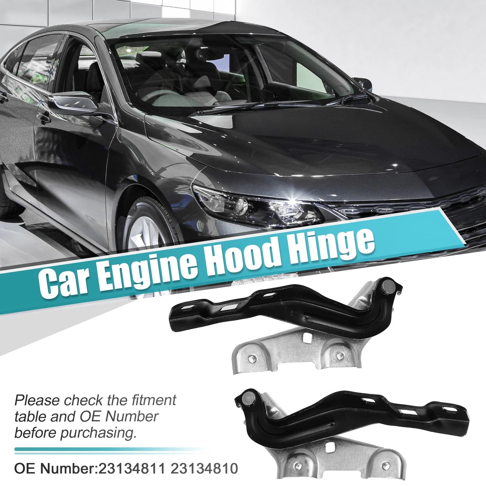 Set of 2 Hood Hinges for Chevrolet (23134811, GM1236171)