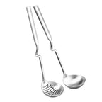 2X Stainless Steel Ladle Spoon & Slotted Skimmer Set