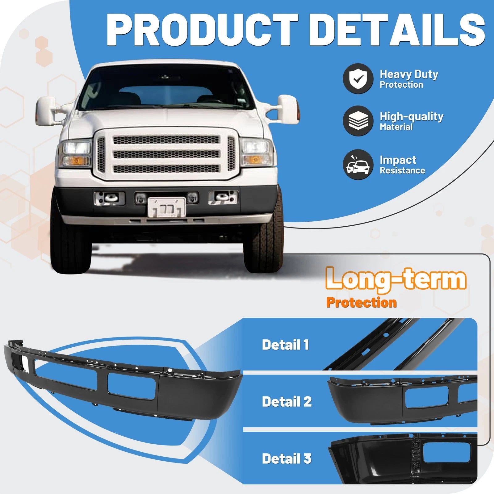 Steel Black Front Bumper for Ford F-250 F-350 Super Duty (2005–2007)
