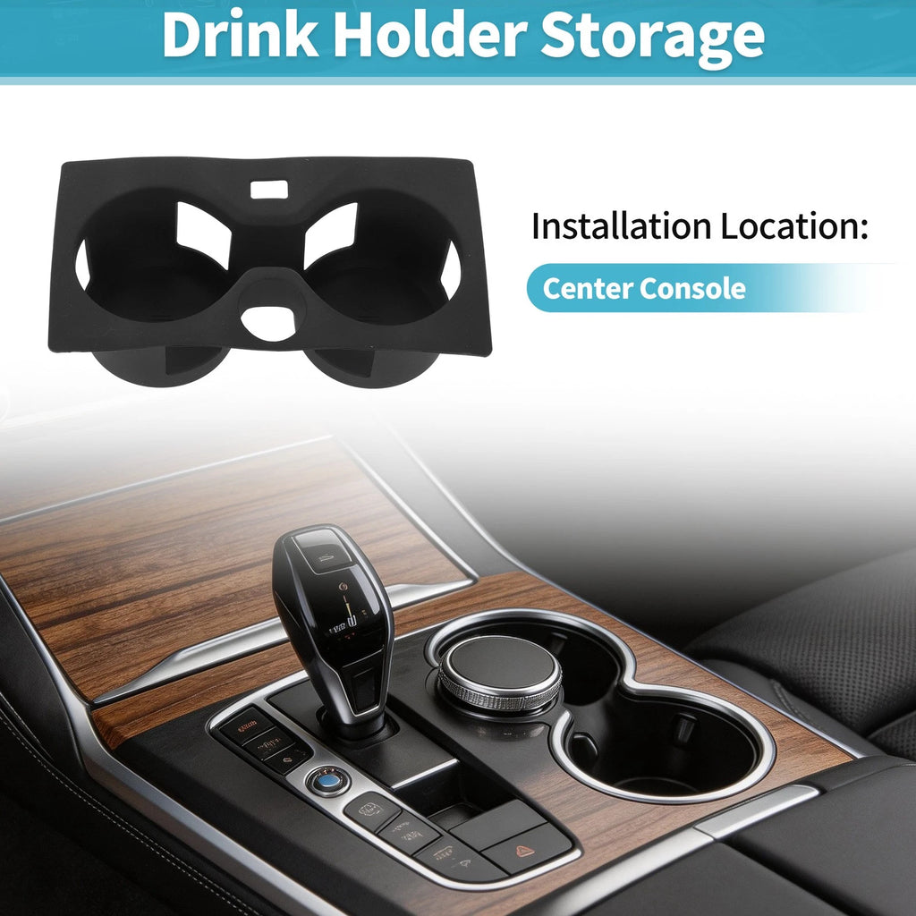 Center Console Cup Holder Organizer for BMW X5 G05 (2019–2023) Silicone Black