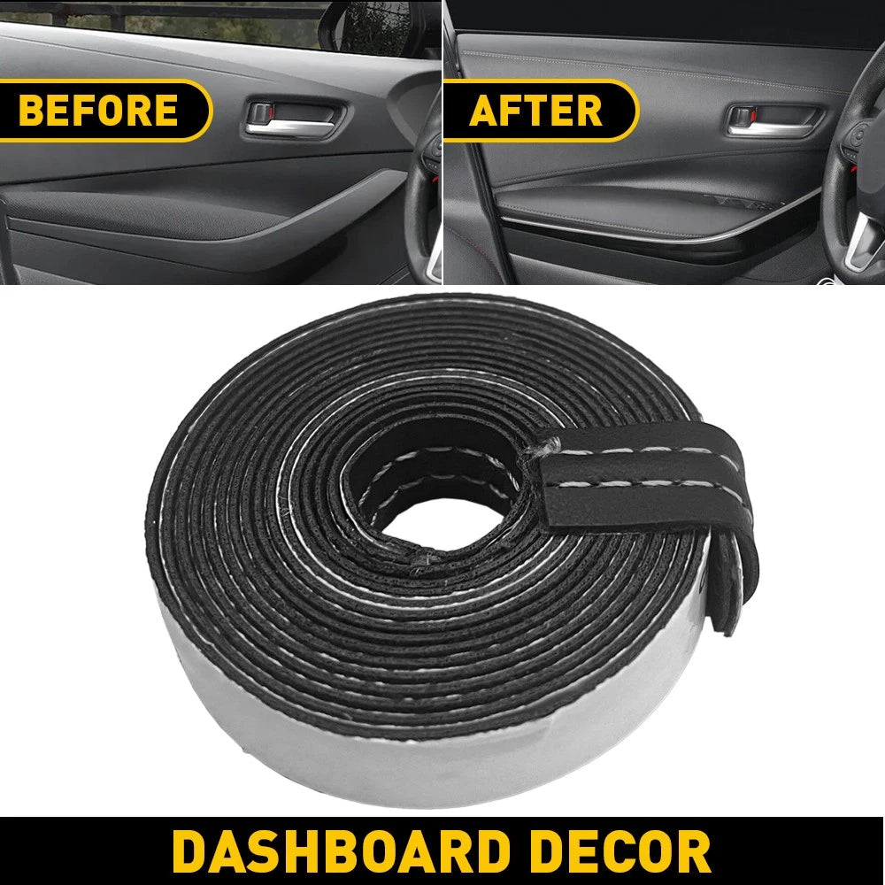 Set of 2 PU Leather Dashboard Door Trim Strips for Car