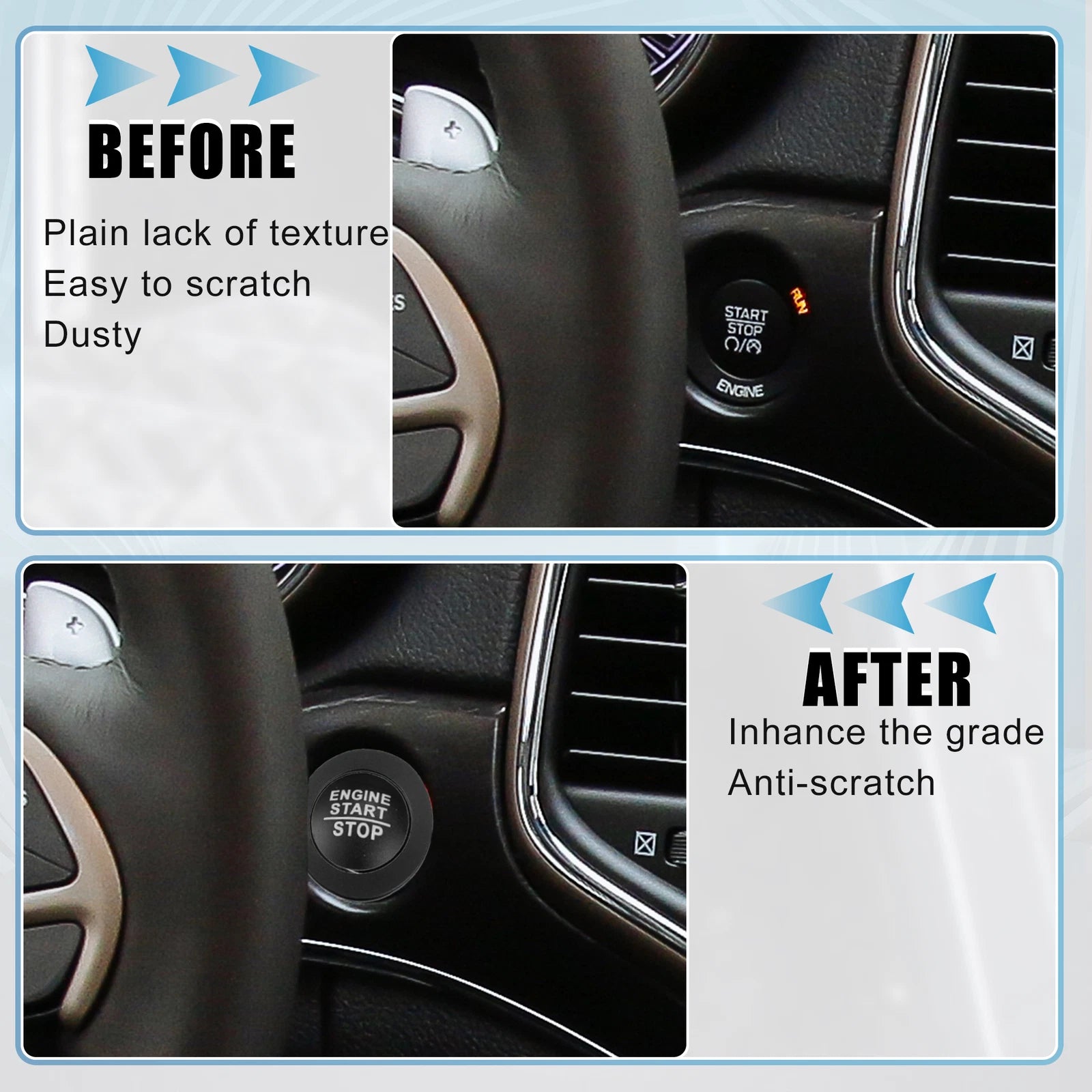 Start Stop Button Cover Trim Kit for Jeep Cherokee, Dodge (2014–2023)