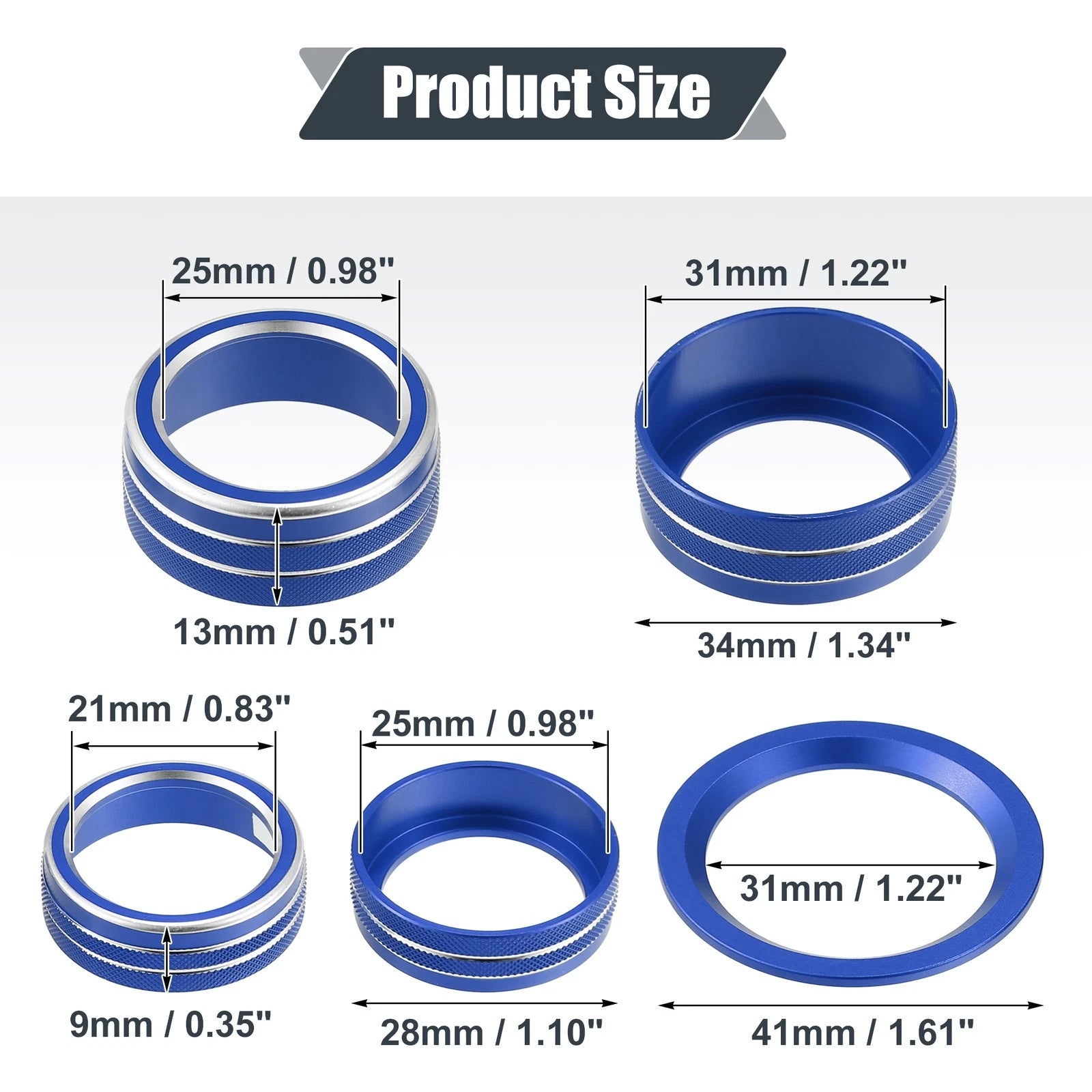 Set of 6 AC Knob Covers for Honda Accord Sedan (2018–2023) - Blue