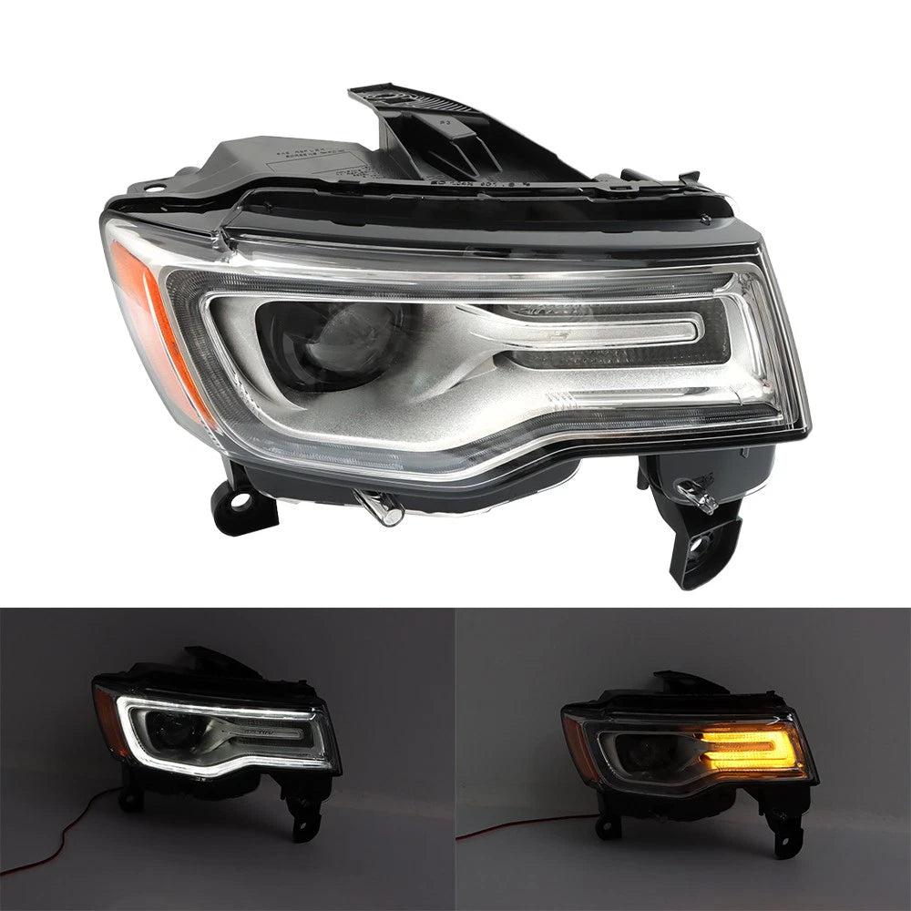 Pair Chrome Xenon Headlights for Jeep Grand Cherokee (2019â2021) LED DRL