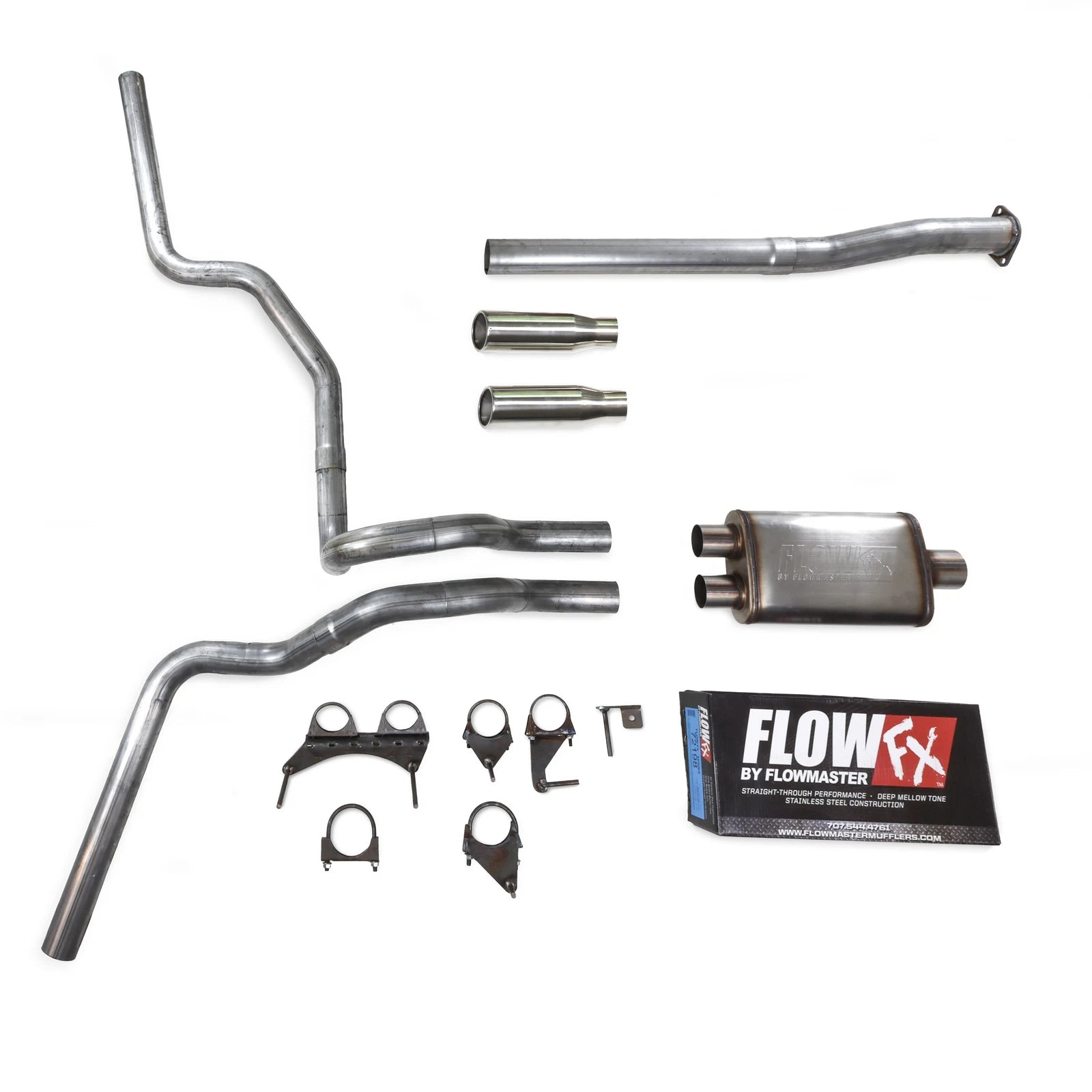 Dual Exhaust Kit for Toyota Tacoma (2016–2023) Flowmaster FlowFX 2.5" Roll Tip