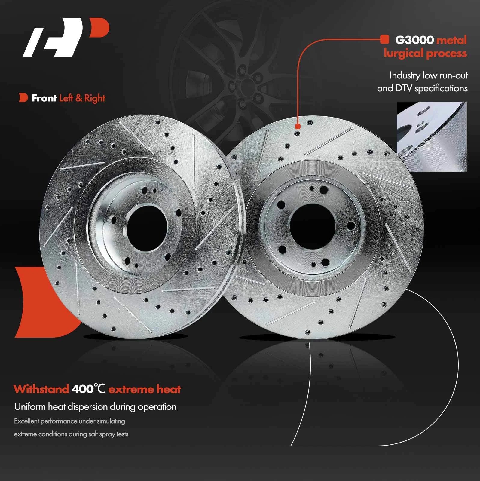 Front Drilled Brake Rotors & Ceramic Pads for Hyundai Sorento (2016–2020)