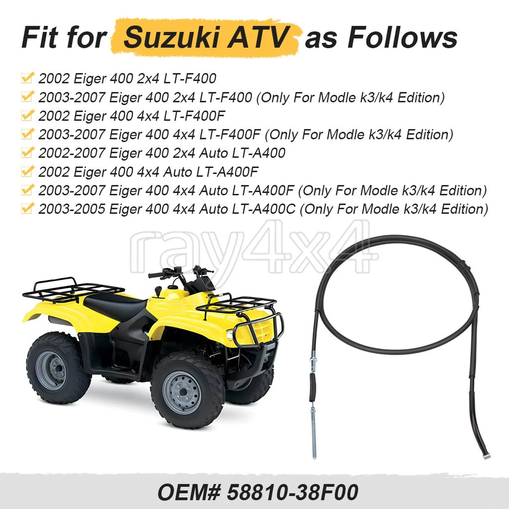 Rear Park Hand Brake Cable for Suzuki Eiger 400 LTF400 LTA400 (2002–2007)