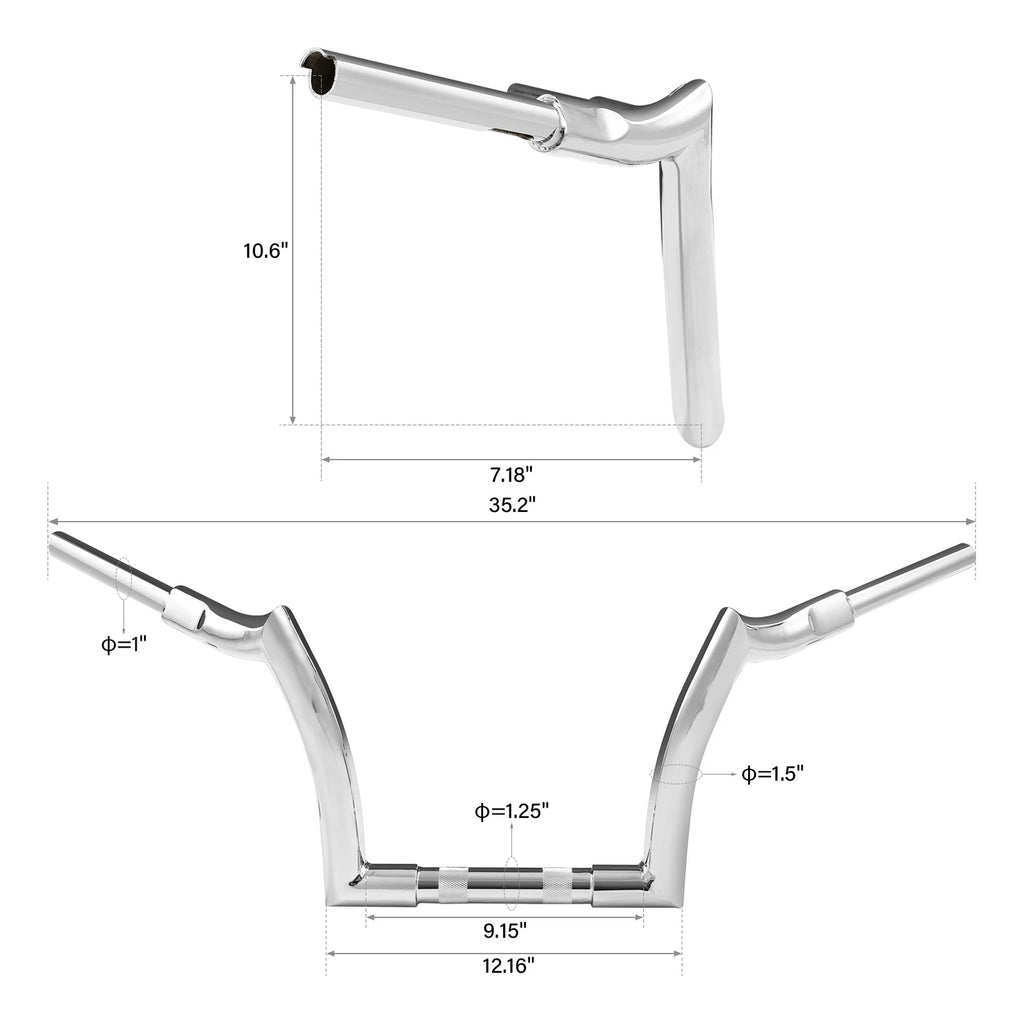 1.25" Rise 10" 12" 14" Ape Hanger Handlebar for Harley Softail Road King