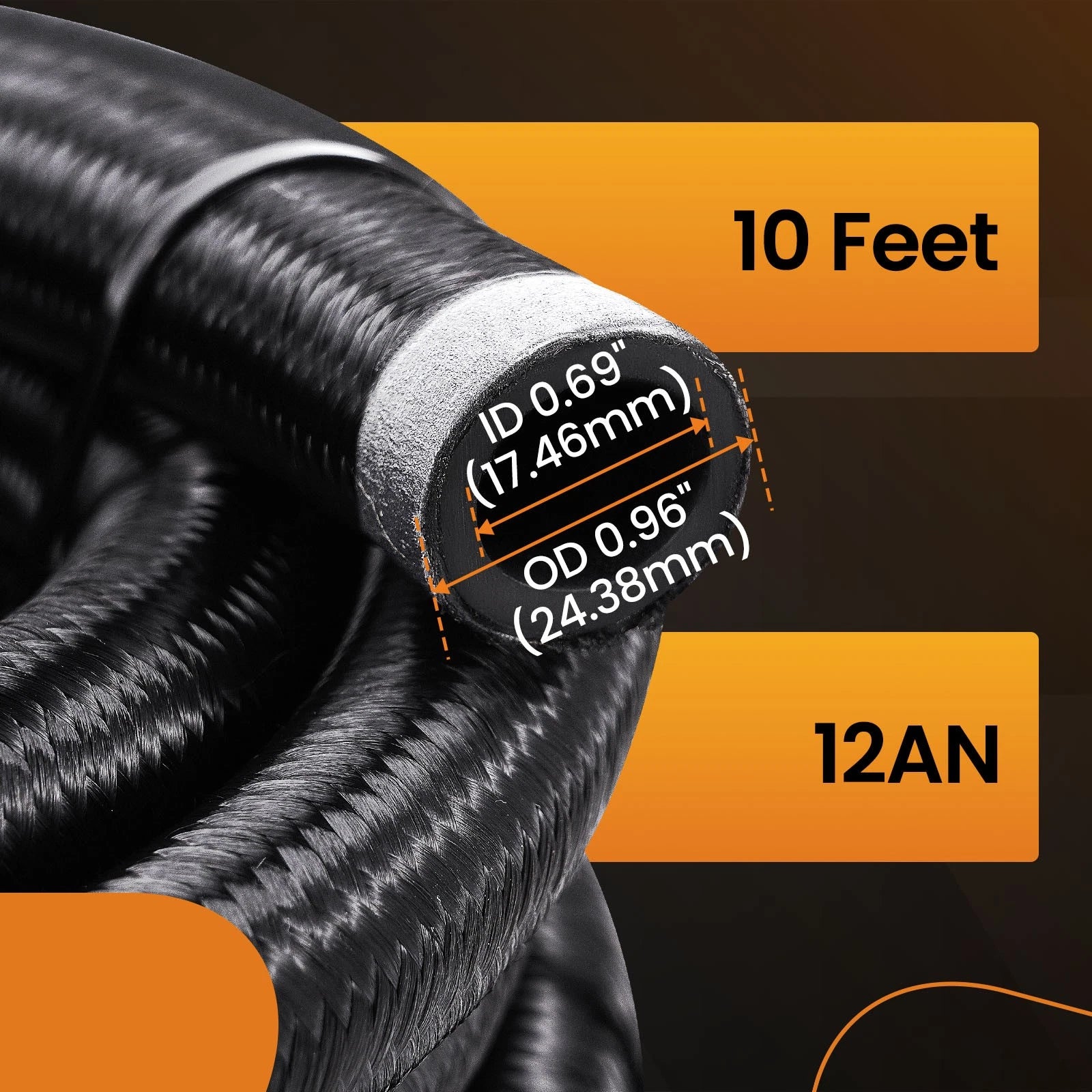 10FT Nylon Braided Fuel Line Hose Fitting 12AN for Universal Applications