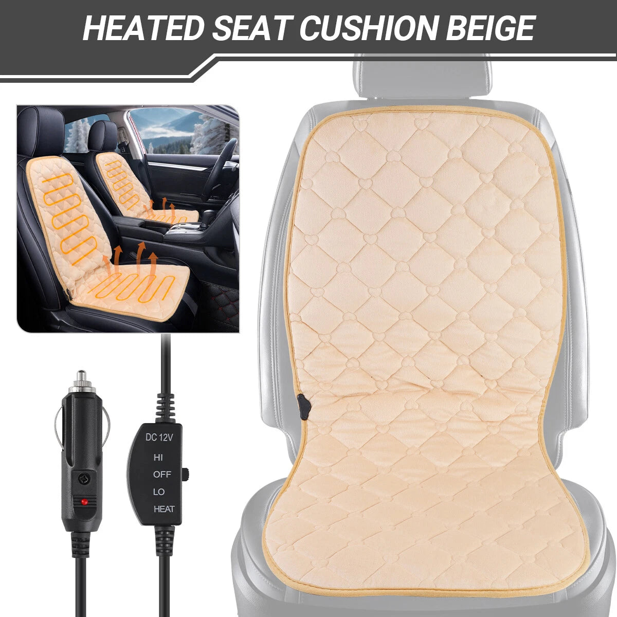 Electric Heated Car Seat Cover Cushion 12V Heater Warmer Pad
