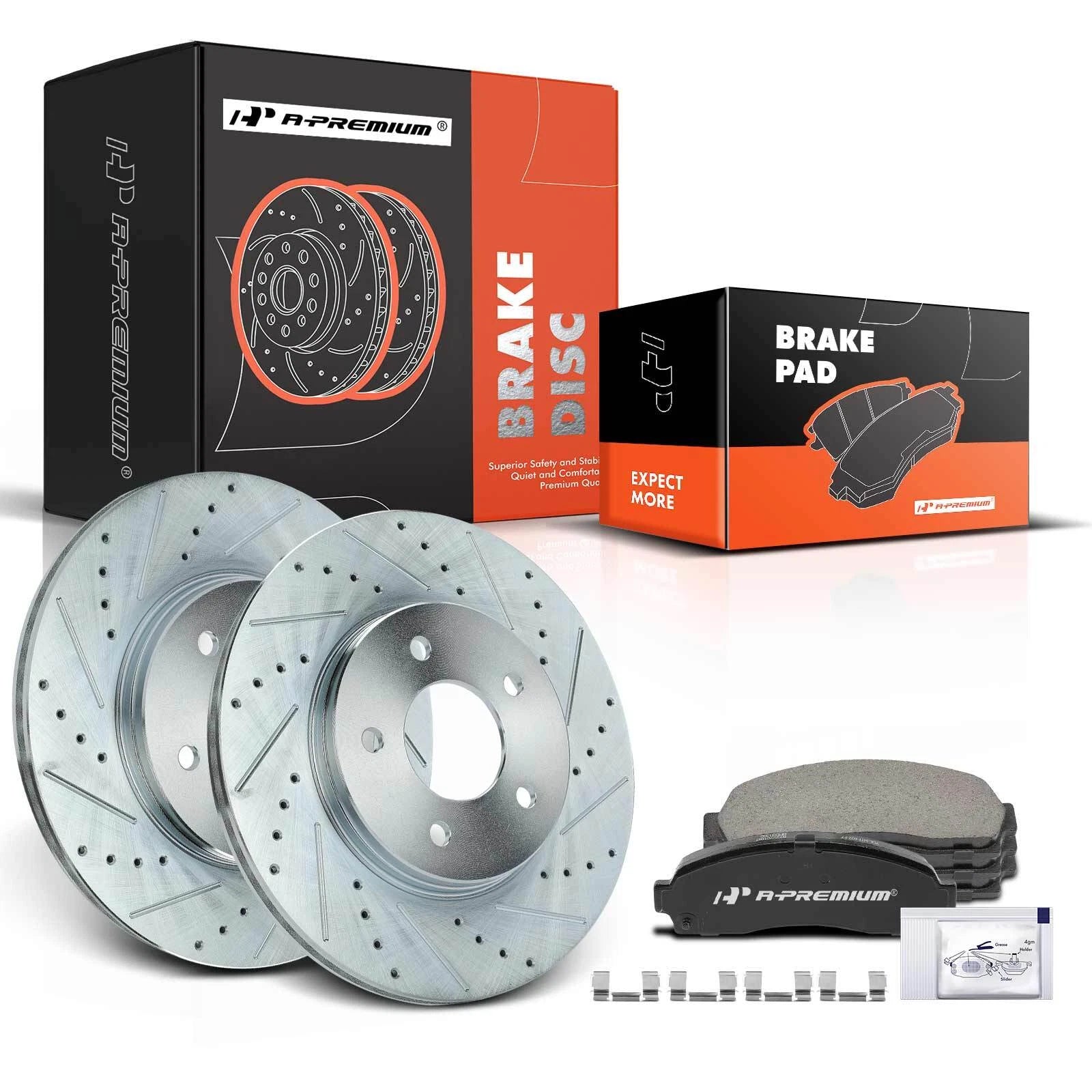 Front Drilled Brake Rotors & Ceramic Pads for Chevrolet Pontiac Saturn 