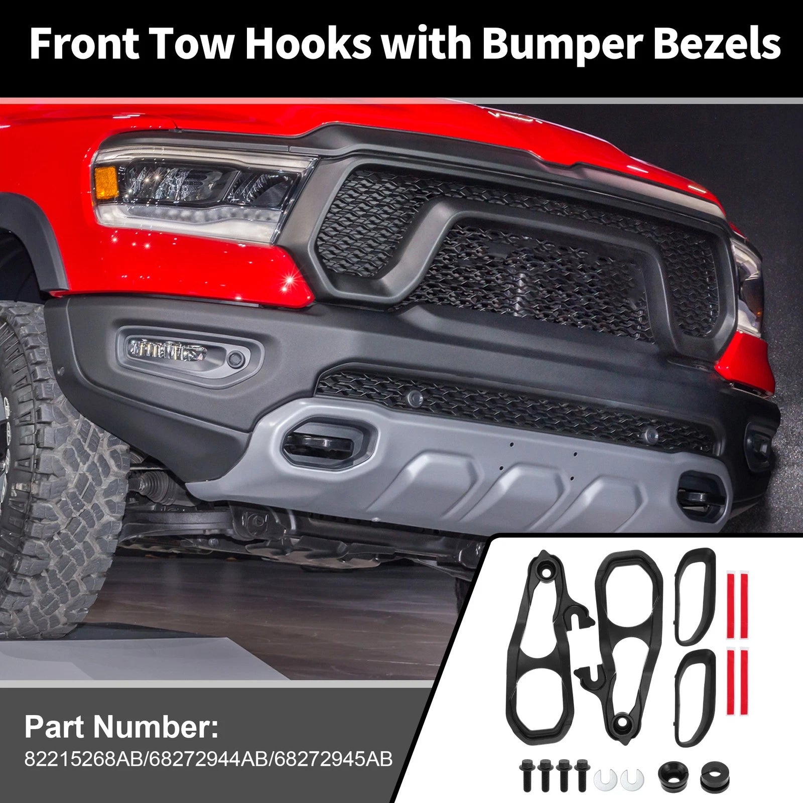 Front Tow Hooks for Dodge Ram 1500 DT (2019–2024) No. 82215268AB/68272945AB