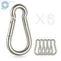 Set of 6 Stainless Steel Spring Snap Hook Carabiner Clips 264 Lbs