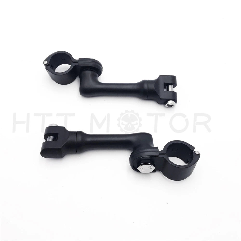 1.5" Black Longhorn Quick Clamp Highway Footpegs Mounts for Harley