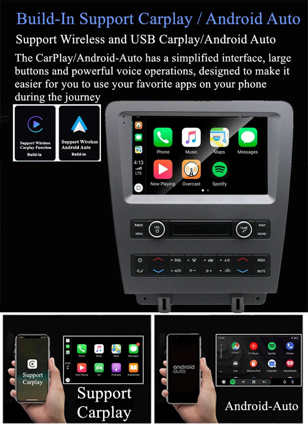 9" Stereo Radio GPS Wifi for Ford Mustang (2010-2014) Carplay 4+32GB
