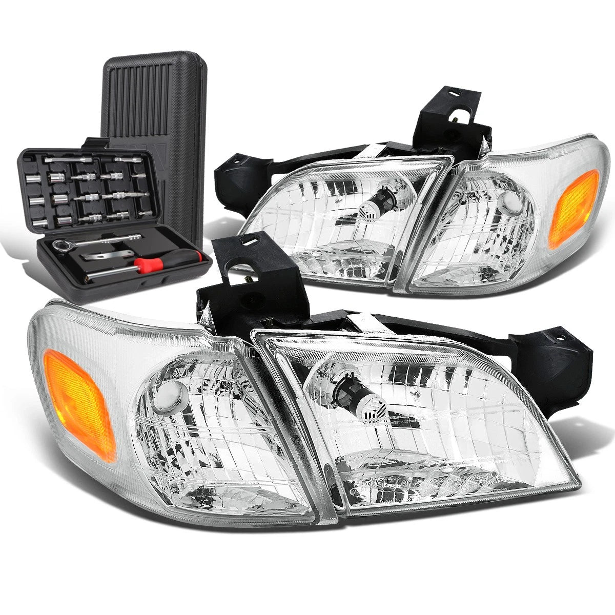 Chrome/Amber Side Turn Signal Headlights for Chevy Venture (1997–2005)
