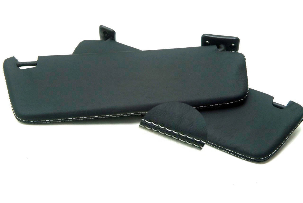 Sunvisor Covers for Chevrolet Camaro (2010–2015) - Leather Synthetic, White Stitch