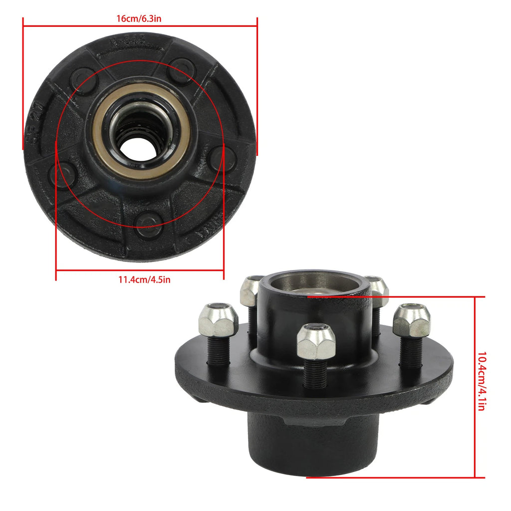 Set of 4 Trailer Hub Kits for 5 on 4.5" (11" Square Spindle)