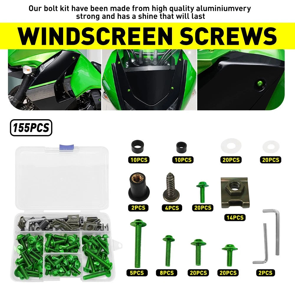 155pcs Fairing Bolts Kit M5 M6 for Yamaha YZF R1 R6 (1998–2021)