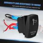 Lighted Whip Rocker Switch 20A/12V 5 Pins Blue LED for UTV ATV Truck Boat