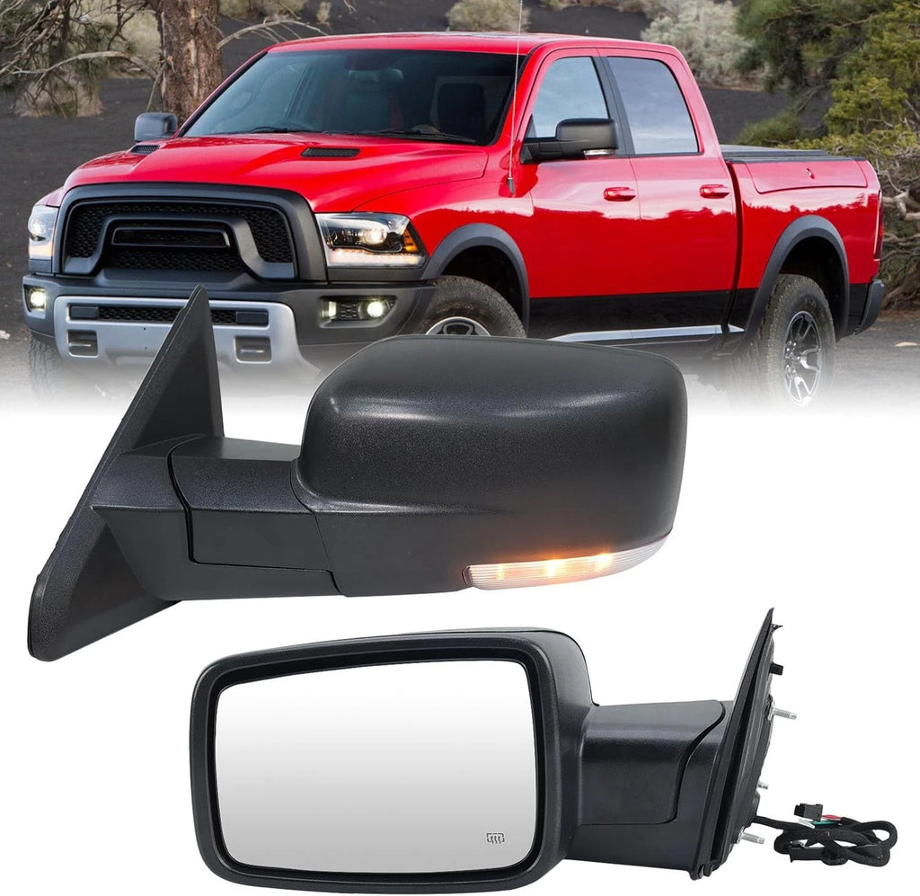 Power Heated Foldable Side Mirrors for Dodge Ram 1500 (2009–2012) + LED Signal + Puddle