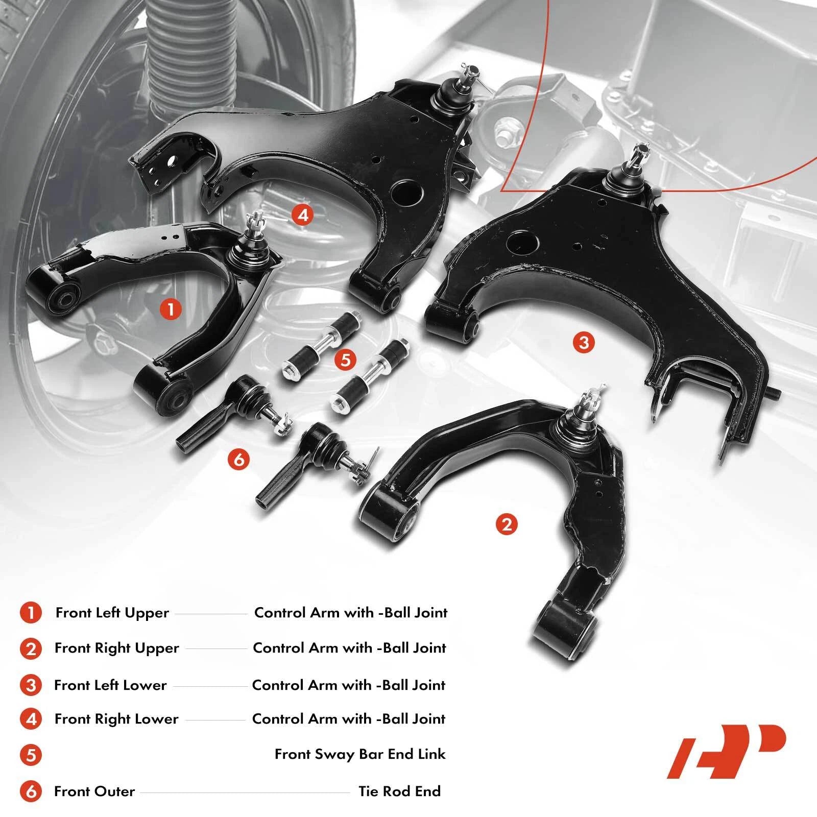 Set of 8 Front Control Arm Ball Joints & Sway Bars for Nissan Xterra (2000–2004)