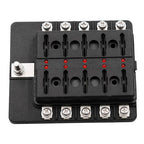 10-Way Blade Fuse Holder Box with LED Indicator for Marine Applications (12V)