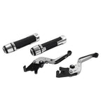 Silver Extendable Brake Clutch Lever Grip Set for Yamaha YZF R3 MT-03 (2015-2023)