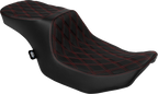 Predator 2-Up Seat for Harley-Davidson (2014–2023) - Vinyl, Double Diamond Red Stitch