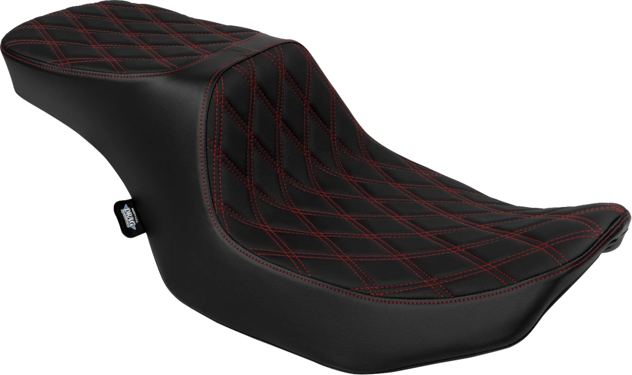 Predator 2-Up Seat for Harley-Davidson (2014–2023) - Vinyl, Double Diamond Red Stitch
