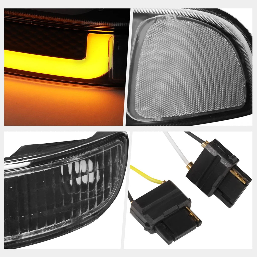 LED DRL Headlights for GMC Sierra/Yukon (1999–2007) Clear Lens/Black