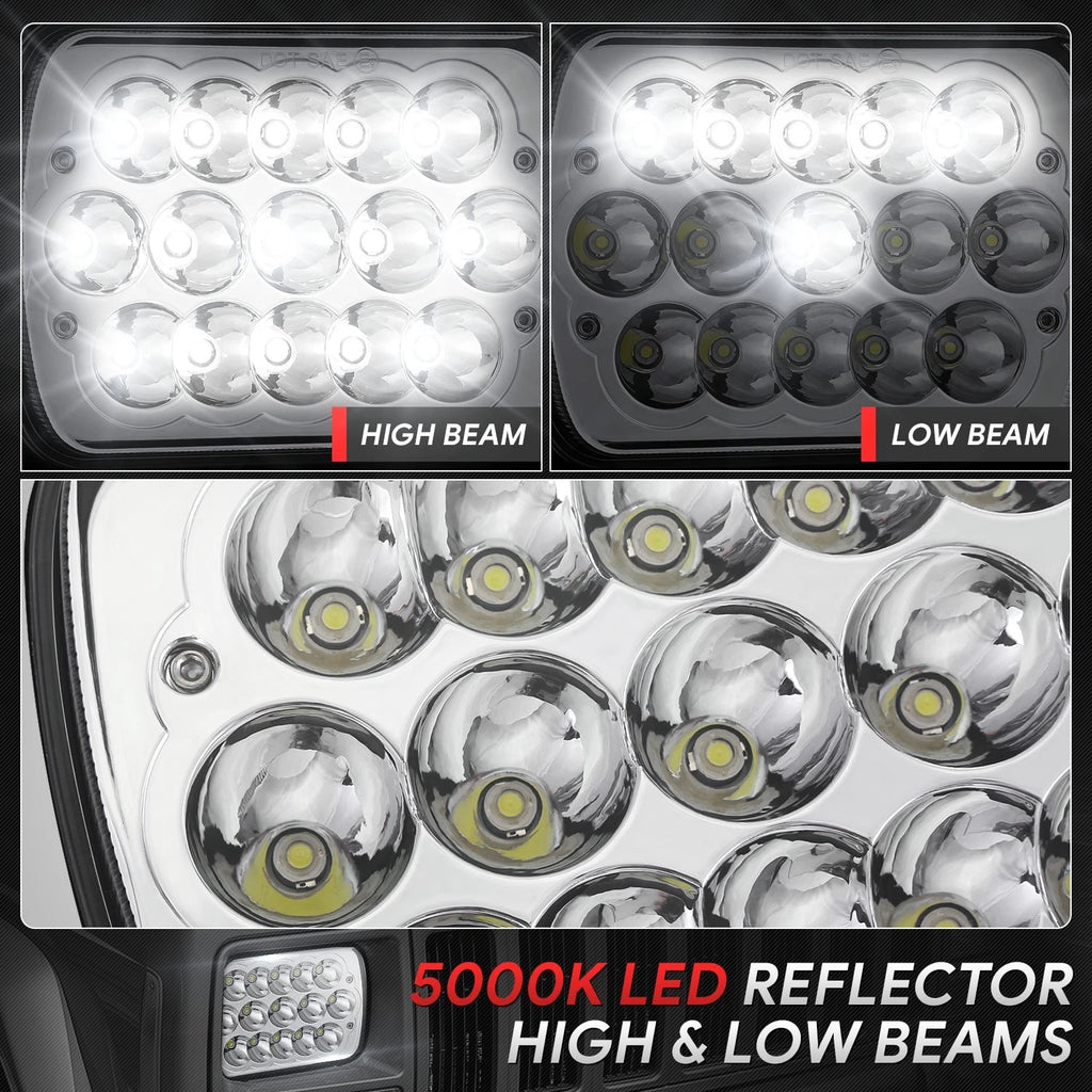 Chrome Clear LED Headlight Assembly for Express Savana 2500 3500 E-350 (1984–2020)